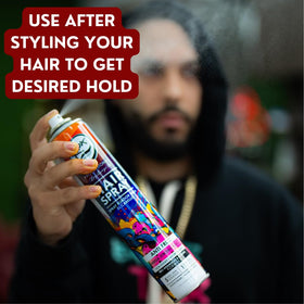 Rolda Urban Hair Spray applying gesture demonstrates controlled styling