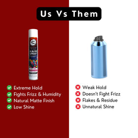 Rolda Urban Hair Spray mist resting on hair for natural-looking hold