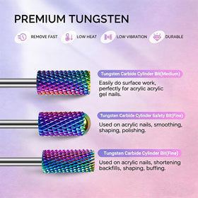 Rolokit ceramic diamond carbide bits set for precise shaping on acrylic and gel nails.