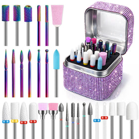 Rolokit nail drill bits set in open holder case for easy selection