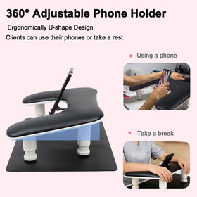 Adjustable legs provide customizable height for ergonomic manicures.