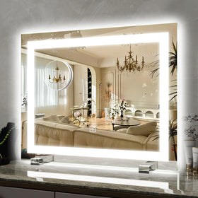 ROLOVE 22x20 inch mirror with edge-to-edge lighting for true makeup color.