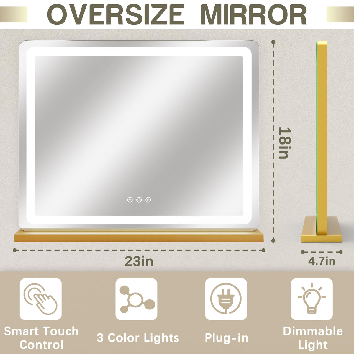 ROLOVE COB LED lighting with three color modes for makeup tasks