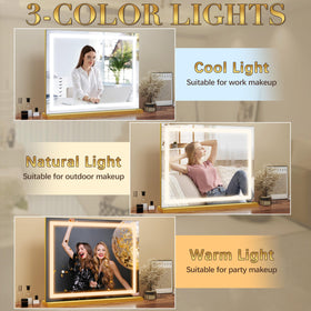 ROLOVE dimmable LED illumination on vanity mirror for adjustable brightness