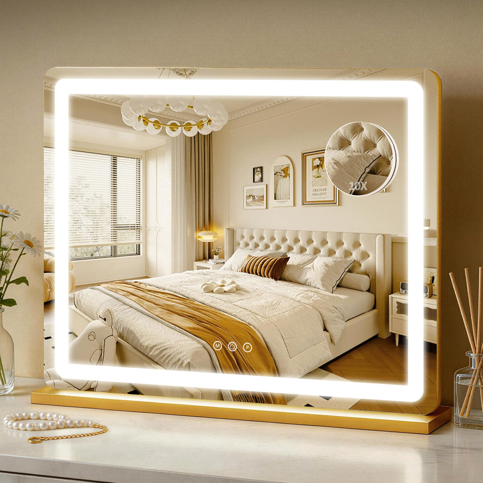 ROLOVE 23x18 gold vanity mirror with large HD view for full-face makeup