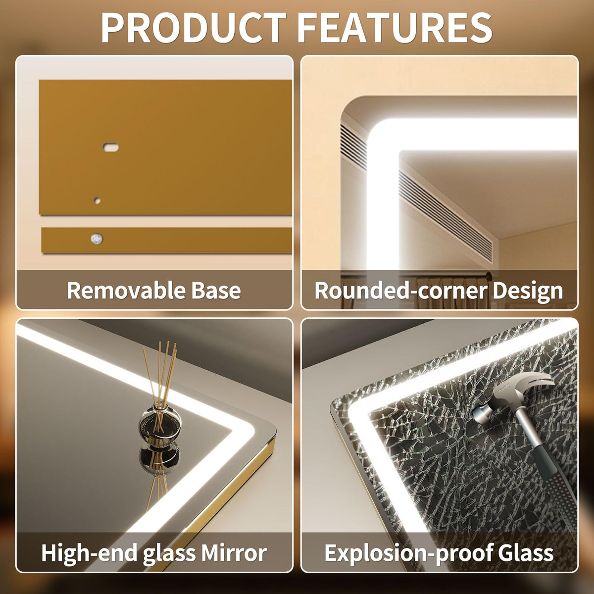 ROLOVE large 23x19 inch mirror delivering full upper-body reflection
