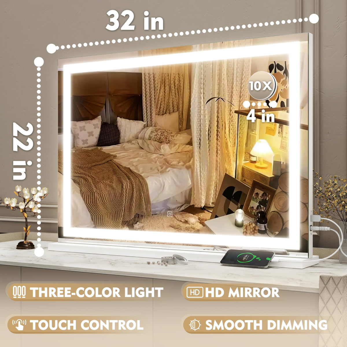 ROLOVE LED dimmable light in three modes for natural shading.