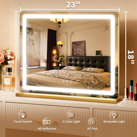 ROLOVE LED makeup mirror with three color temperatures for day-to-night grooming