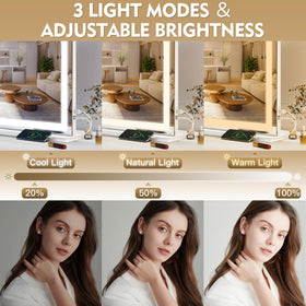 ROLOVE vanity mirror USB charging port keeps devices powered.