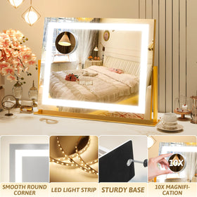 ROLOVE vanity mirror 360° rotation enables flexible viewing angles