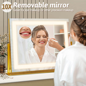 ROLOVE vanity mirror gold finish adds elegant style to any room