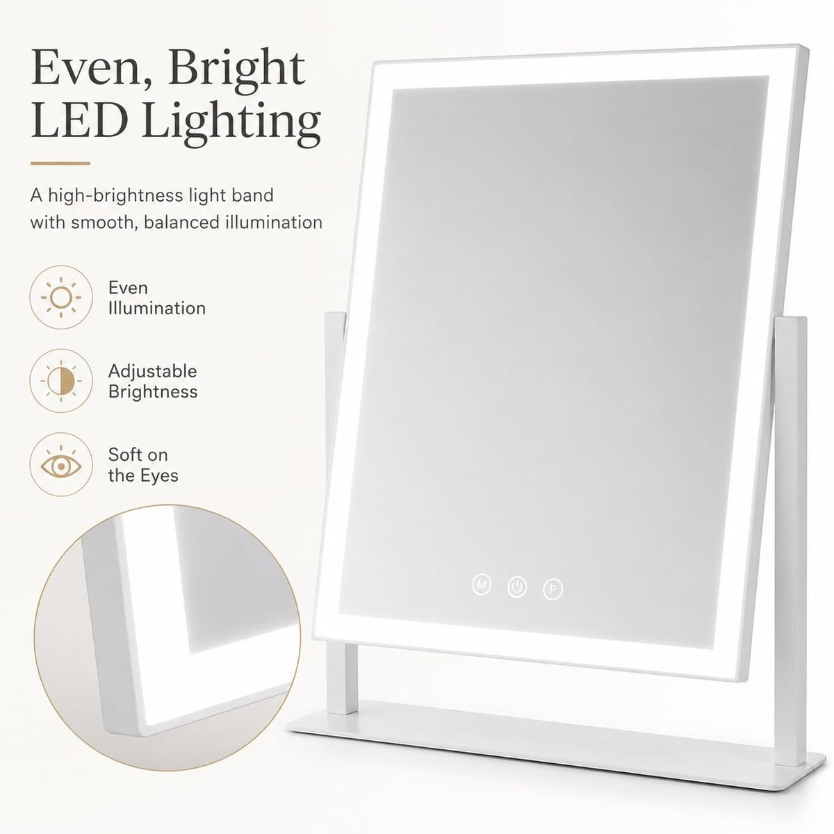 ROLOVE HD silver glass provides clear reflections for skincare routines