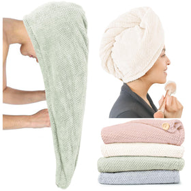 ROLSHOL extra large microfiber hair towel wrap in four colors for quick drying