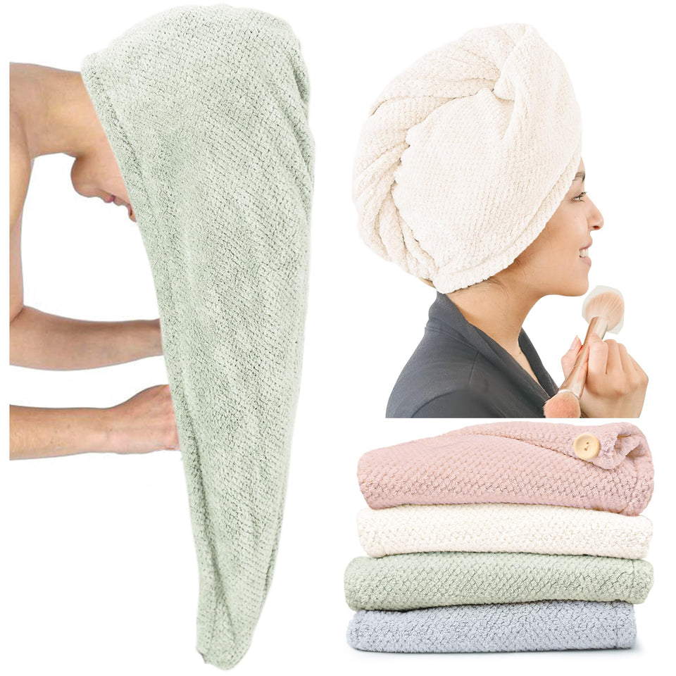 ROLSHOL extra large microfiber hair towel wrap in four colors for quick drying