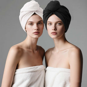 ROLSHOL hair towel wrap drying curls without excessive friction.