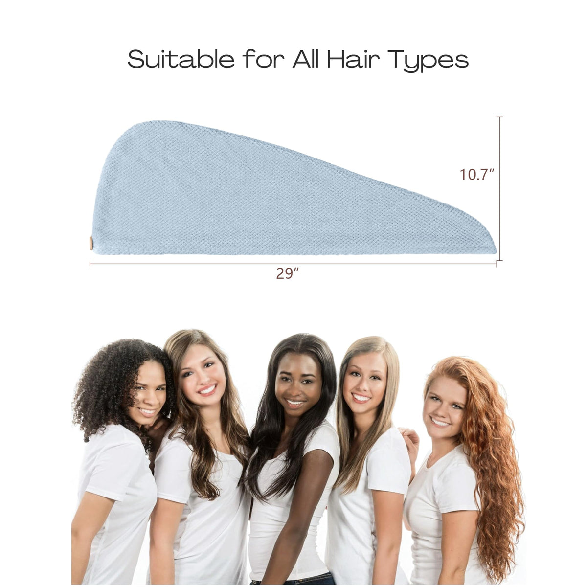 ROLSHOL hair towel wrap with wooden button secured for hands-free use