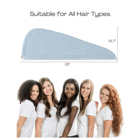 ROLSHOL hair towel wrap with wooden button secured for hands-free use