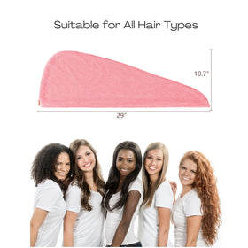 ROLSHOL hair towel wrap button closure demonstrates secure fit while drying hands-free