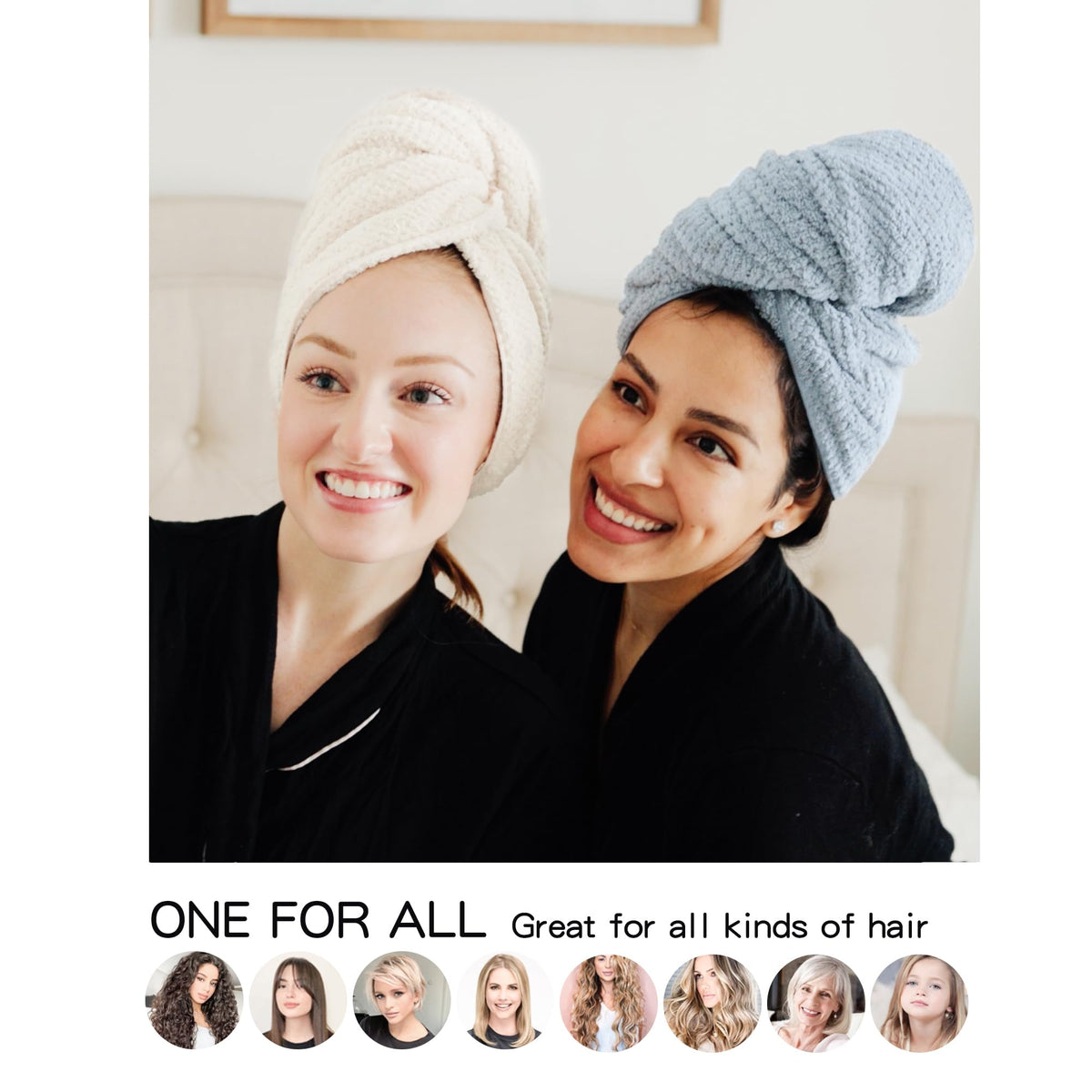 Long towel designed to fit all hair lengths