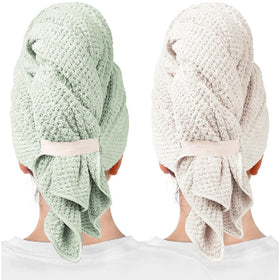 ROLSHOL large microfiber hair towel wrap for fast, gentle drying