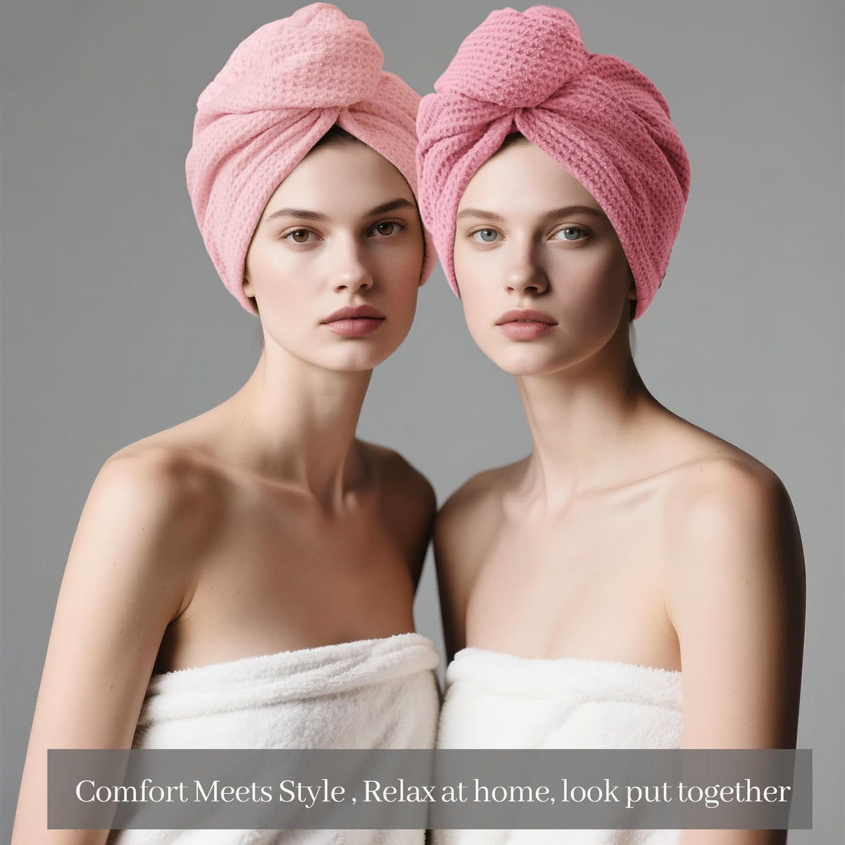 ROLSHOL oversized 32x11 towel wrapped around long thick hair.
