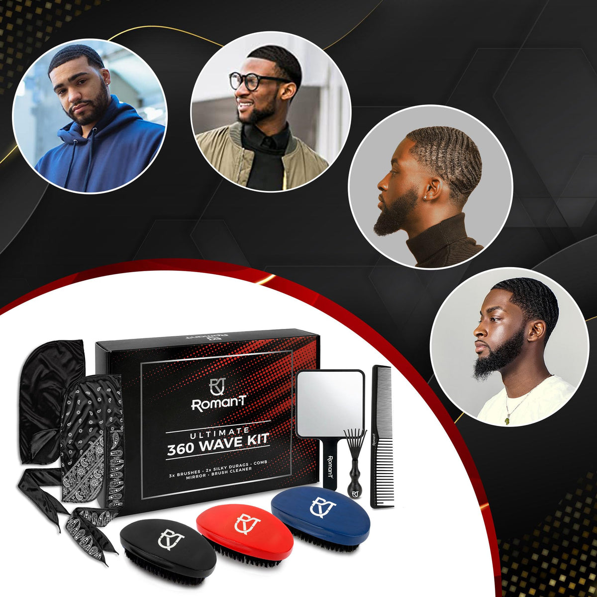Roman-T carbon anti-static comb keeps hair detangled during styling.