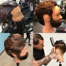 Romance Queen coloring and perming ready hair on a model for demonstrations.