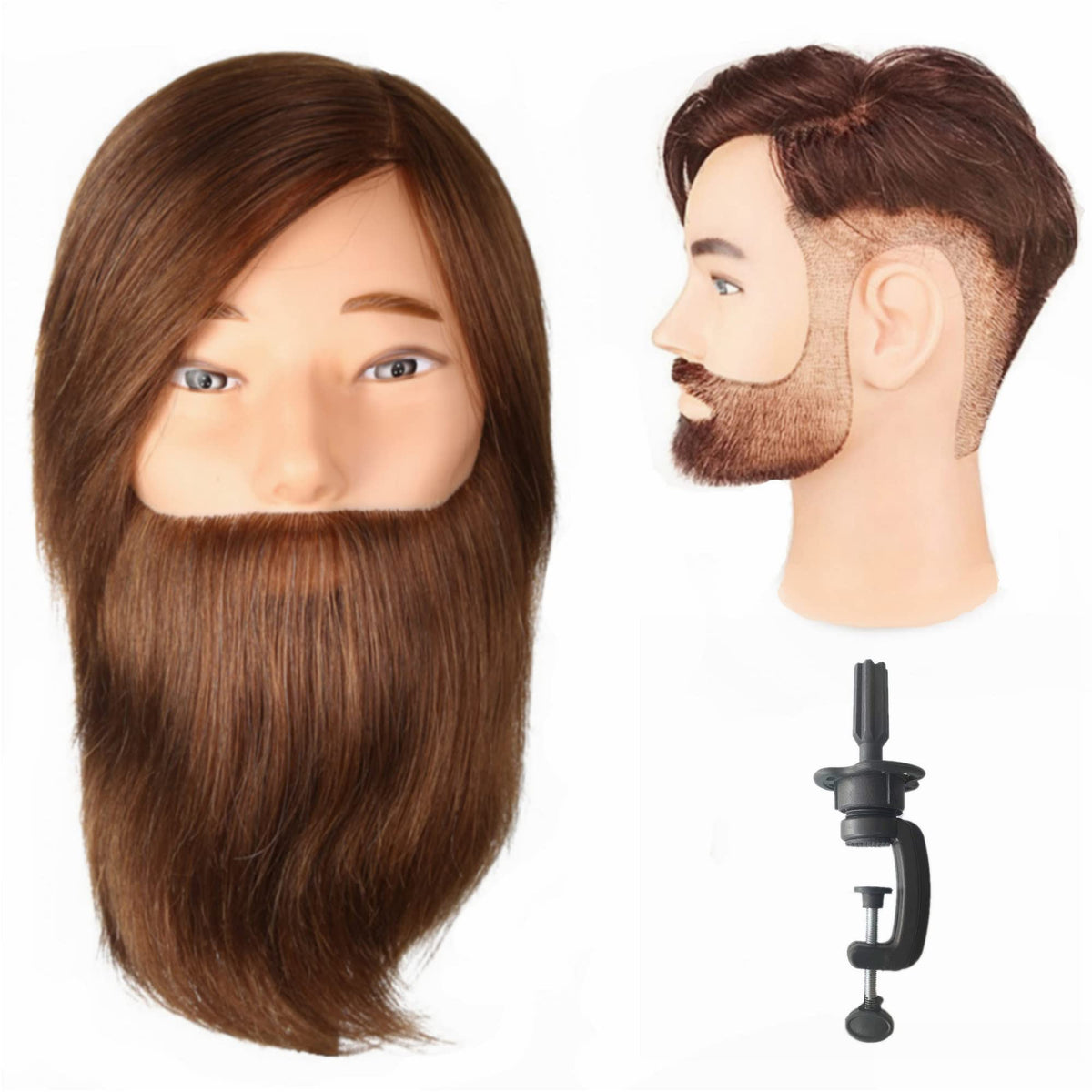 Romance Queen 8-inch male head with hair for realistic practice sessions.