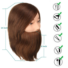 Romance Queen straightening practice with heat styling on a lifelike head.