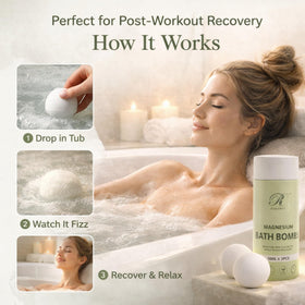 Romancy magnesium bath bombs arnica ingredient detail highlighting soothing properties.