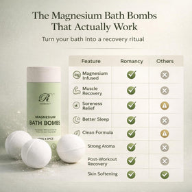 Romancy magnesium bath bombs in use during a post-workout soak.