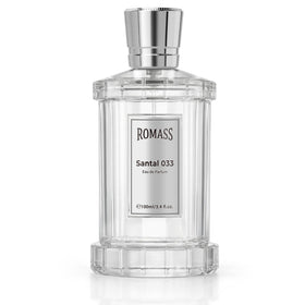ROMASS Santal 033 bottle cap off closeup, easy access for quick refresh.