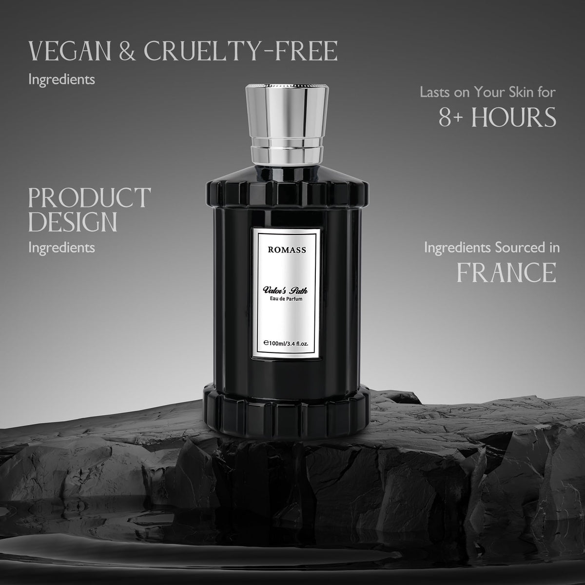 ROMASS Valor's Path box and bottle highlight premium packaging and gifting potential.