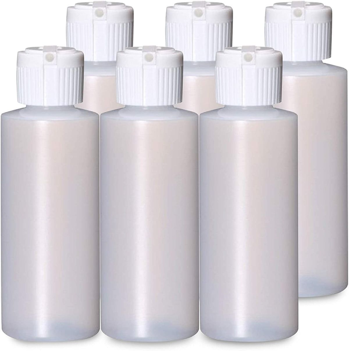 ROMERIZA INC. 8 oz plastic cylinder bottle with flip-top pour spout for precise dispensing.