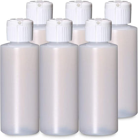 ROMERIZA INC. 8 oz plastic cylinder bottle with flip-top pour spout for precise dispensing.