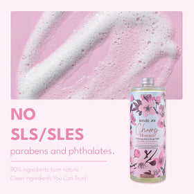 ROMIIE ZOI foaming hand soap dispenser with Cherry Blossom delivers a luxuriously foamy wash.