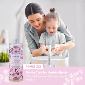 ROMIIE ZOI kitchen-use hand wash on the counter demonstrates residue removal after cooking.