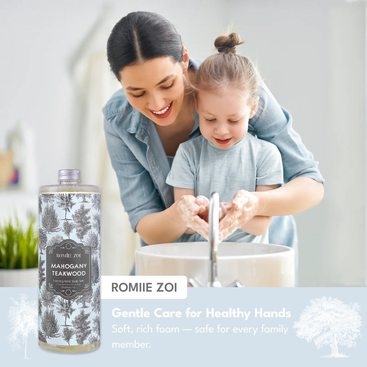 ROMIIE ZOI cruelty-free badge on teakwood soap packaging