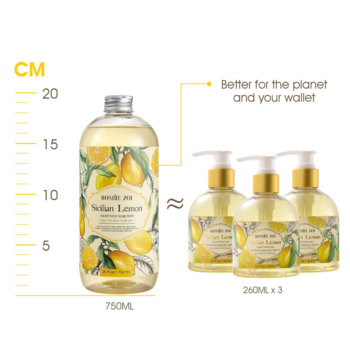 ROMIIE ZOI three-pack 750ml refills keep bathrooms stocked