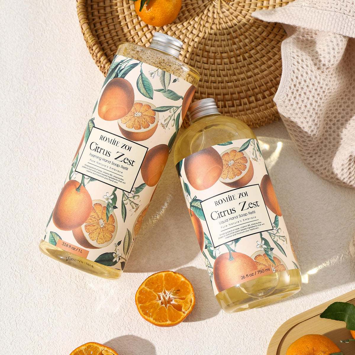ROMIIE ZOI citrus zest aroma closeup highlights refreshing scent and uplifting mood.