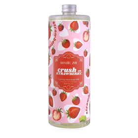 ROMIIE ZOI strawberry foaming soap refill label close-up highlighting gentle, plant-based formula