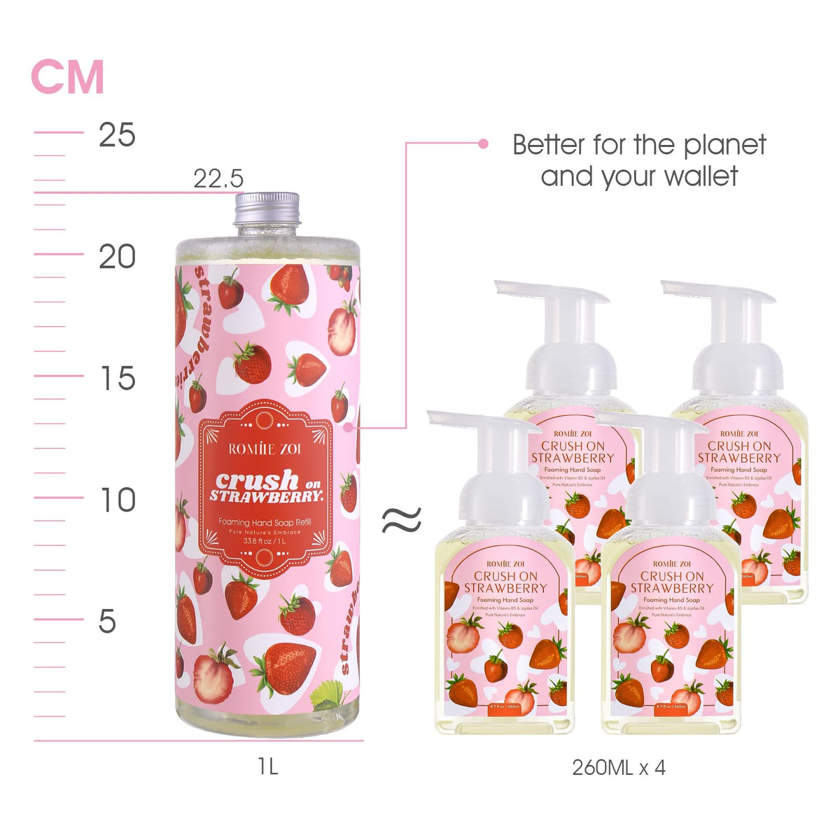 ROMIIE ZOI strawberry foaming soap refill rich lather delivers thorough cleansing