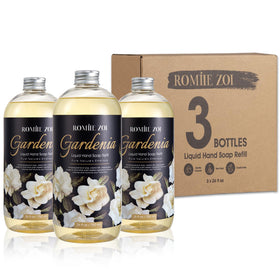ROMIIE ZOI gardenia hand soap bottle pour for easy dosing and fragrance
