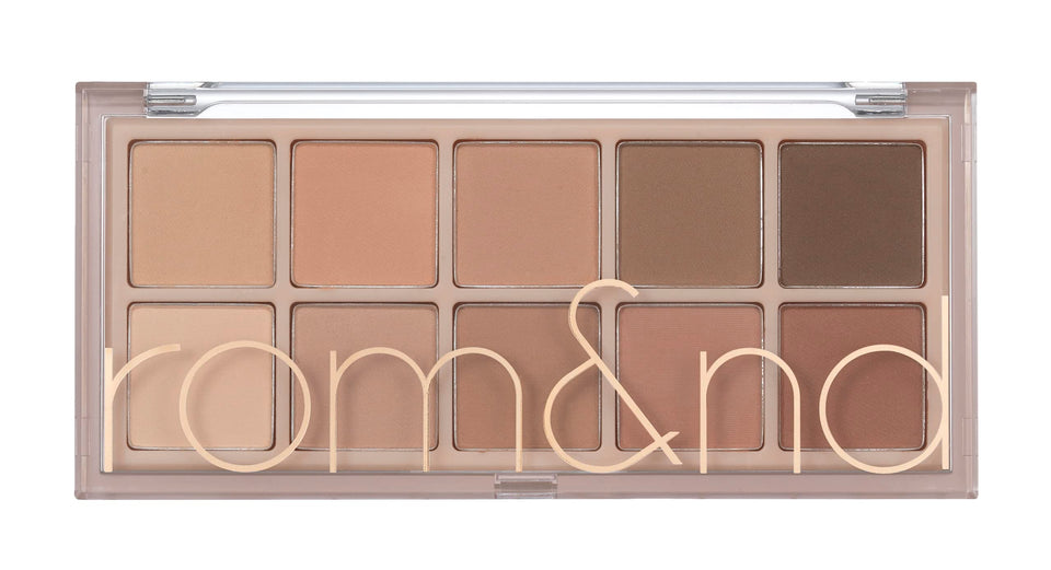 rom&nd Better Than Palette swatches show warm tones and blendable texture for day-to-night looks.
