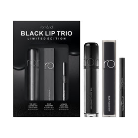 Rom&nd Black Lip Trio box front, great starter kit for bold looks.