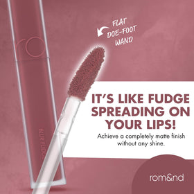 rom&nd Blur Fudge Lip Tint Rosiental compact shown for travel-friendly use