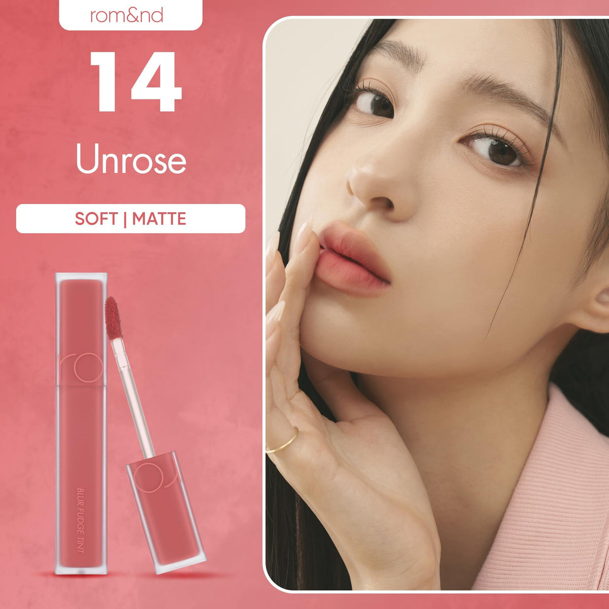 rom&nd Blur Fudge Tint on the cheeks for a fresh, buildable flush.