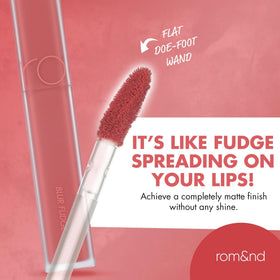 rom&nd Blur Fudge Tint buildable color from sheer to bold.