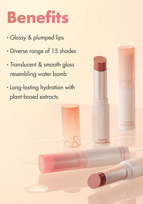 romnd Glasting Melting Balm Hippie Berry swatch reveals vibrant water-gloss color