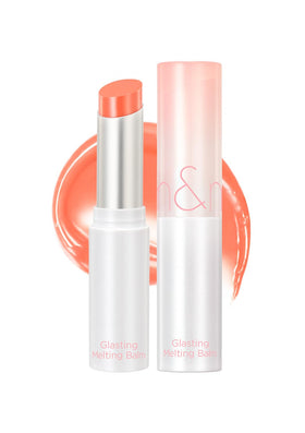 rom&nd Glasting Melting Balm 08 Coralia tube shot highlighting glass-like shine and hydration